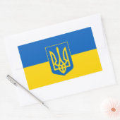 Ukrainische Flagge mit Wappen Rechteckiger Aufkleber (Umschlag)