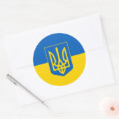 Ukrainische Flagge mit Wappen Runder Aufkleber (Umschlag)