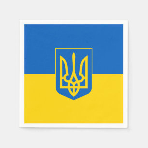 Ukrainische Flagge mit Wappen Serviette