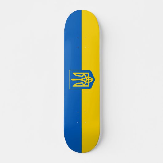 Ukrainische Flagge mit Wappen Skateboard (Vorne)