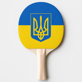 Ukrainische Flagge mit Wappen Tischtennis Schläger