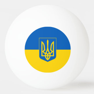 Ukrainische Flagge mit Wappen Tischtennisball