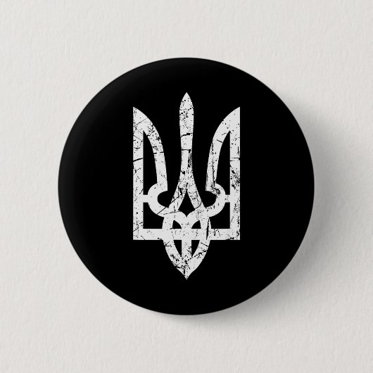 Ukrainische Flagge mit Wappen Ukraine Button (Vorderseite)