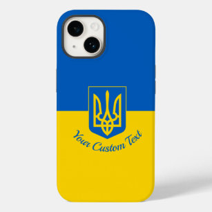 Ukrainische Flagge mit Wappen und benutzerdefinier Case-Mate iPhone 14 Hülle