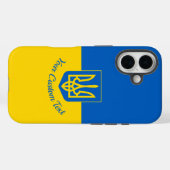 Ukrainische Flagge mit Wappen und benutzerdefinier Case-Mate iPhone Hülle (Rückseite (Horizontal))