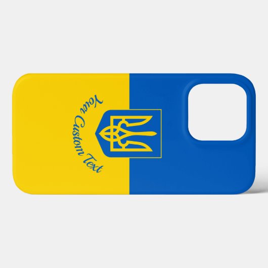 Ukrainische Flagge mit Wappen und benutzerdefinier Case-Mate iPhone Hülle (Rückseite (Horizontal))