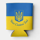 Ukrainische Flagge mit Wappen und benutzerdefinier Dosenkühler (Vorderseite)