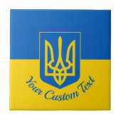 Ukrainische Flagge mit Wappen und benutzerdefinier Fliese (Vorderseite)
