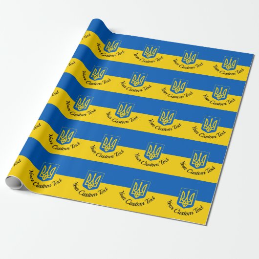 Ukrainische Flagge mit Wappen und benutzerdefinier Geschenkpapier (Ungerollt)