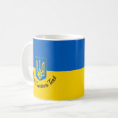 Ukrainische Flagge mit Wappen und benutzerdefinier Kaffeetasse (Vorderseite Links)