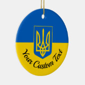 Ukrainische Flagge mit Wappen und benutzerdefinier Keramik Ornament (Rechts)