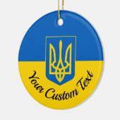 Ukrainische Flagge mit Wappen und benutzerdefinier Keramik Ornament (Links)