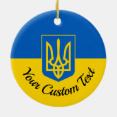 Ukrainische Flagge mit Wappen und benutzerdefinier Keramik Ornament (Hinten)