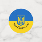 Ukrainische Flagge mit Wappen und benutzerdefinier Konfetti (Klein Vorderseite)