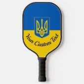 Ukrainische Flagge mit Wappen und benutzerdefinier Pickleball Schläger (Vorderseite)
