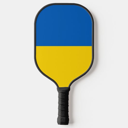 Ukrainische Flagge mit Wappen und benutzerdefinier Pickleball Schläger (Rückseite)