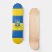 Ukrainische Flagge mit Wappen und benutzerdefinier Skateboard (Vorderseite)