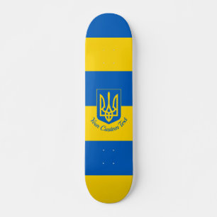 Ukrainische Flagge mit Wappen und benutzerdefinier Skateboard
