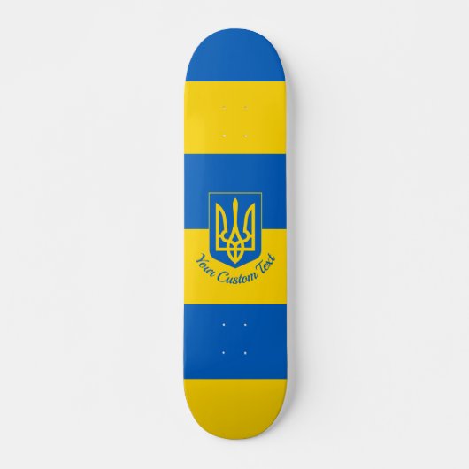 Ukrainische Flagge mit Wappen und benutzerdefinier Skateboard (Vorne)