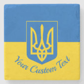 Ukrainische Flagge mit Wappen und benutzerdefinier Steinuntersetzer (Vorderseite)