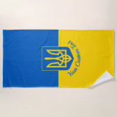 Ukrainische Flagge mit Wappen und benutzerdefinier Strandtuch (Vorderseite)