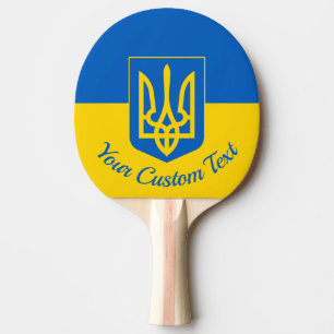 Ukrainische Flagge mit Wappen und benutzerdefinier Tischtennis Schläger