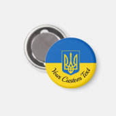 Ukrainische Flagge mit Wappen und Sondertext W Magnet (Vorderseite/Rückseite)