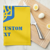 Ukrainische Flagge mit Wappen und Text Geschirrtuch (Viertel Falte)