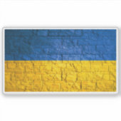 Ukrainische Flagge mit Ziegelmauerwerk Aufkleber (Vorderseite)