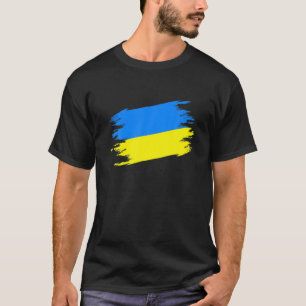 Ukrainische Flagge Pinselstriche blau und gelb T-Shirt
