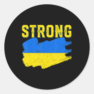 Ukrainische Flagge stehen mit der Ukraine Frauen M Runder Aufkleber