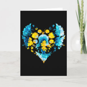 Ukrainische Flagge Stil Süße Blumen Ukraine Herz R Karte