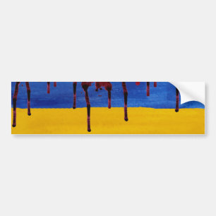Ukrainische Flagge Tropfblut (Wasserfarbe)  Autoaufkleber