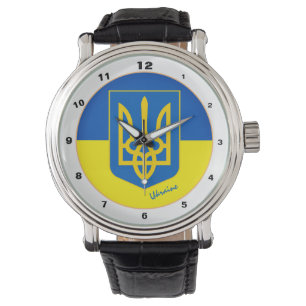 Ukrainische Flagge Uhr, Ukraine Mode / tryzub Armbanduhr