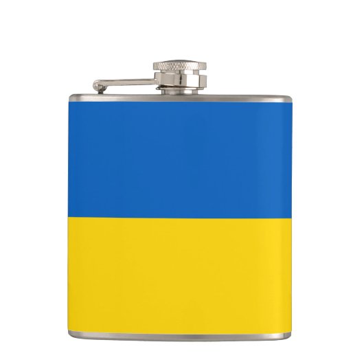 Ukrainische Flagge (Ukraine) Flachmann (Vorderseite)
