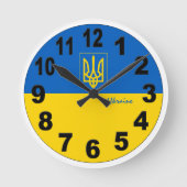 Ukrainische Flagge & Ukraine Uhr, großes Nein / Em Runde Wanduhr (Vorderseite)