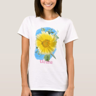 ukrainische Flagge und Blume T-Shirt