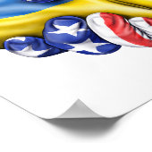 ukrainische Flagge und Handschlag der US-Flagge Poster (Ecke)