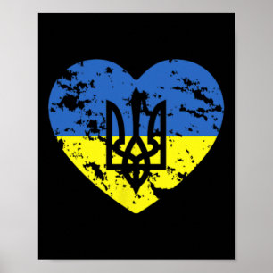 Ukrainische Flagge und Tryzub Herzförmige Unterstü Poster