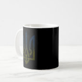 ukrainische Flagge und ukrainische Trident Kaffeetasse (Vorderseite Links)