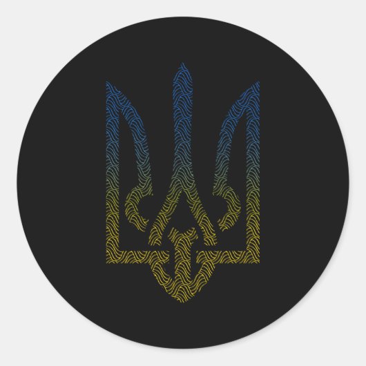 ukrainische Flagge und ukrainische Trident Runder Aufkleber (Vorderseite)