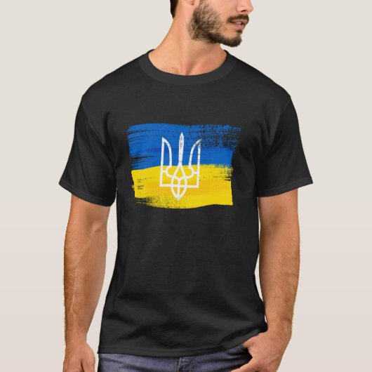 ukrainische Flagge und Wappen, gestrichen in ukrai T-Shirt (Vorderseite)