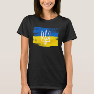 ukrainische Flagge und Wappen gestrichen Ukrainisc T-Shirt