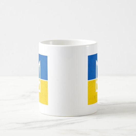 ukrainische Flagge und Wappen Kaffeetasse (Mittel)