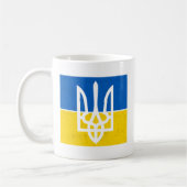 ukrainische Flagge und Wappen Kaffeetasse (Links)