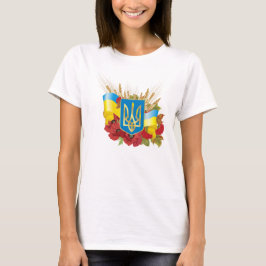 Ukrainische Flagge und Wappen. T-Shirt