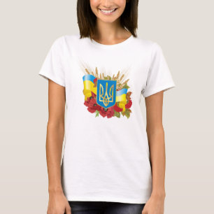 Ukrainische Flagge und Wappen. T-Shirt