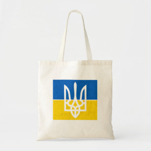 ukrainische Flagge und Wappen Tragetasche