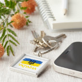 Ukrainische Flagge und Wappen. Ukraine Schlüsselanhänger (Seite)