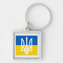 Ukrainische Flagge und Wappen. Ukraine
